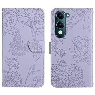 For vivo Y04 4G / Y29s 5G HT03 Skin Feel Butterfly Embossed Flip Leather Phone Case(Purple)