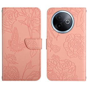 For vivo Y39 5G Global HT03 Skin Feel Butterfly Embossed Flip Leather Phone Case(Pink)