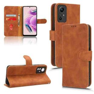 For Xiaomi Redmi Note 12S 4G Skin Feel Magnetic Flip Leather Phone Case(Brown)