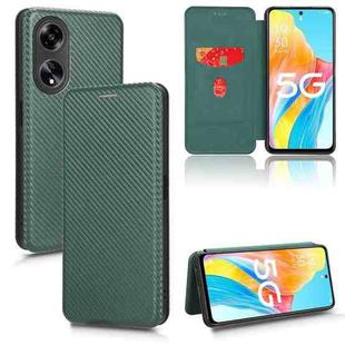 For OPPO A1 5G Carbon Fiber Texture Flip Leather Phone Case(Green)