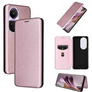 For OPPO Reno10 Pro Carbon Fiber Texture Flip Leather Phone Case(Pink)