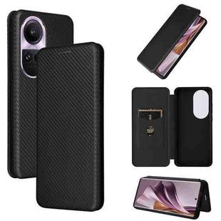 For OPPO Reno10 Pro Carbon Fiber Texture Flip Leather Phone Case(Black)