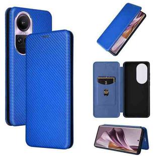 For OPPO Reno10 Pro Carbon Fiber Texture Flip Leather Phone Case(Blue)