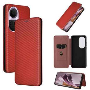 For OPPO Reno10 Pro Carbon Fiber Texture Flip Leather Phone Case(Brown)