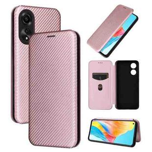 For OPPO A78 4G Carbon Fiber Texture Flip Leather Phone Case(Pink)