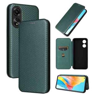 For OPPO A78 4G Carbon Fiber Texture Flip Leather Phone Case(Green)