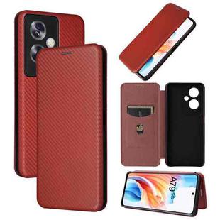 For OPPO A79 5G Carbon Fiber Texture Flip Leather Phone Case(Brown)