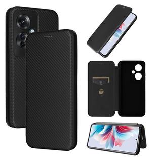 For OPPO Reno11 F 5G Carbon Fiber Texture Flip Leather Phone Case(Black)