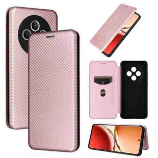 For OPPO Reno12 F 5G / 4G Carbon Fiber Texture Flip Leather Phone Case(Pink)