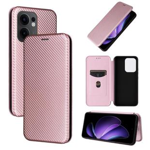 For OPPO Reno13 F 5G Carbon Fiber Texture Flip Leather Phone Case(Pink)