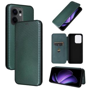 For OPPO Reno13 F 5G Carbon Fiber Texture Flip Leather Phone Case(Green)