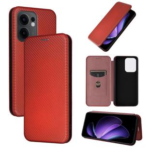 For OPPO Reno13 F 5G Carbon Fiber Texture Flip Leather Phone Case(Brown)