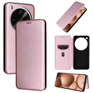 For OPPO Find X8 Ultra 5G Carbon Fiber Texture Flip Leather Phone Case(Pink)