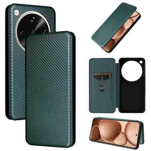 For OPPO Find X8 Ultra 5G Carbon Fiber Texture Flip Leather Phone Case(Green)