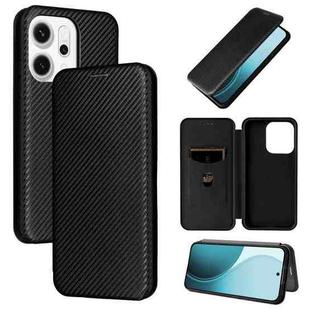 For OPPO Reno14 5G Global Carbon Fiber Texture Flip Leather Phone Case(Black)