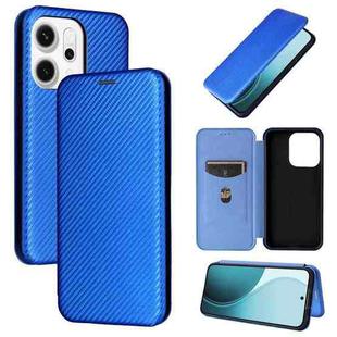 For OPPO Reno14 5G Global Carbon Fiber Texture Flip Leather Phone Case(Blue)