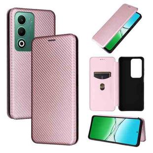 For OPPO A5 5G / 4G Global Carbon Fiber Texture Flip Leather Phone Case(Pink)