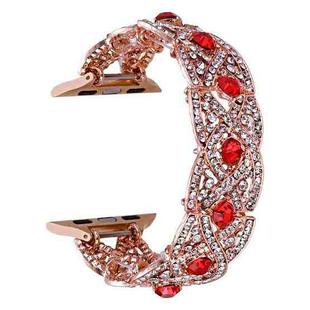 Diamonds Twist Metal Watch Band For Apple Watch 38mm(Rose Gold Red)