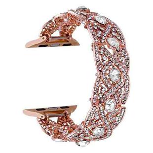 Diamonds Twist Metal Watch Band For Apple Watch 38mm(Rose Gold White)