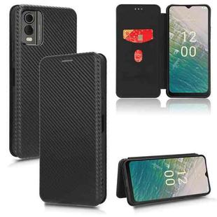 For Nokia C32 Carbon Fiber Texture Flip Leather Phone Case(Black)