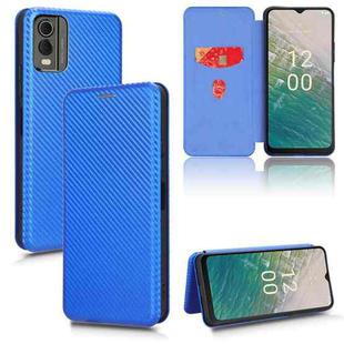 For Nokia C32 Carbon Fiber Texture Flip Leather Phone Case(Blue)