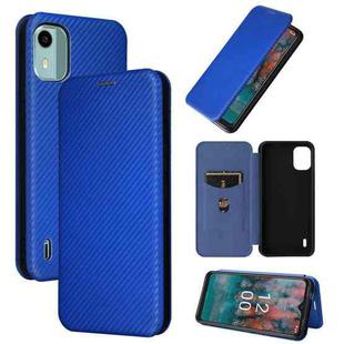 For Nokia C12 / C12 Pro / C12 Plus Carbon Fiber Texture Flip Leather Phone Case(Blue)