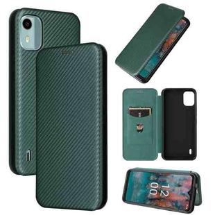 For Nokia C12 / C12 Pro / C12 Plus Carbon Fiber Texture Flip Leather Phone Case(Green)