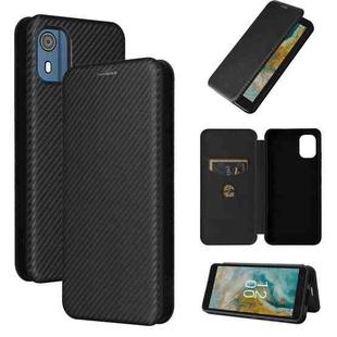 For Nokia C02 Carbon Fiber Texture Flip Leather Phone Case(Black)
