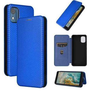 For Nokia C02 Carbon Fiber Texture Flip Leather Phone Case(Blue)