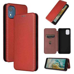 For Nokia C02 Carbon Fiber Texture Flip Leather Phone Case(Brown)