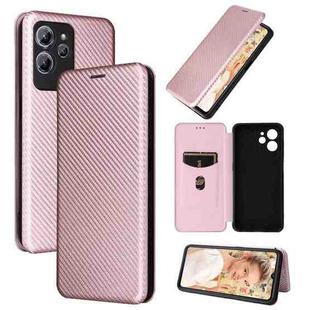 For Oukitel C32 Carbon Fiber Texture Flip Leather Phone Case(Pink)