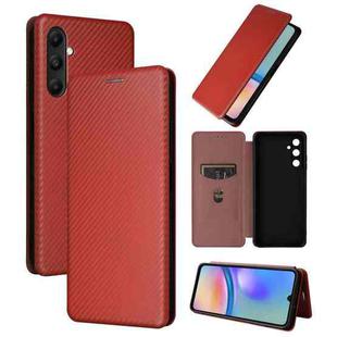 For Samsung Galaxy A05s Carbon Fiber Texture Flip Leather Phone Case(Brown)