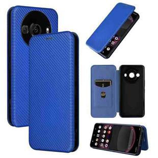 For Sharp Aquos R8 Pro Carbon Fiber Texture Flip Leather Phone Case(Blue)