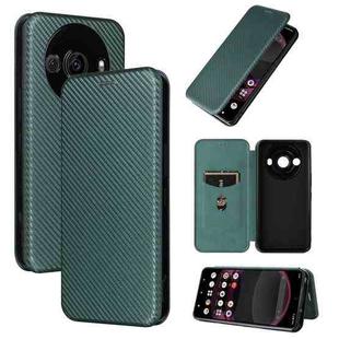 For Sharp Aquos R8 Pro Carbon Fiber Texture Flip Leather Phone Case(Green)