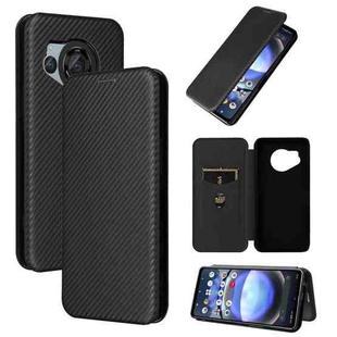 For Sharp Aquos R8 Carbon Fiber Texture Flip Leather Phone Case(Black)