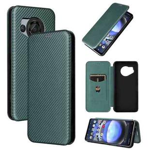 For Sharp Aquos R8 Carbon Fiber Texture Flip Leather Phone Case(Green)
