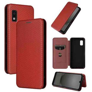 For Sharp Aquos Wish 3 Carbon Fiber Texture Flip Leather Phone Case(Brown)