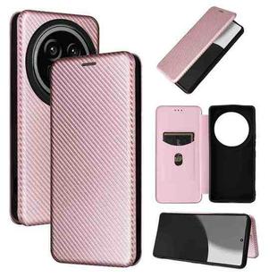 For Sharp Aquos R9 Pro Carbon Fiber Texture Flip Leather Phone Case(Pink)