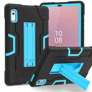 For Lenovo Tab M9 / TB-310FU Contrast Color Silicone Hybrid PC Tablet Case with Holder(Black Blue)