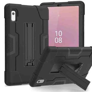 For Lenovo Tab M9 / TB-310FU Contrast Color Silicone Hybrid PC Tablet Case with Holder(Black)