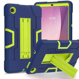 For Lenovo Tab M8 4th Gen Contrast Color Silicone Hybrid PC Tablet Case with Holder(Navy Blue Olivine)