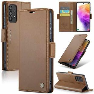 For Samsung Galaxy A73 5G CaseMe 023 Butterfly Buckle Litchi Texture RFID Anti-theft Leather Phone Case(Brown)