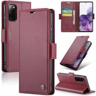 For Samsung Galaxy S20 CaseMe 023 Butterfly Buckle Litchi Texture RFID Anti-theft Leather Phone Case(Wine Red)