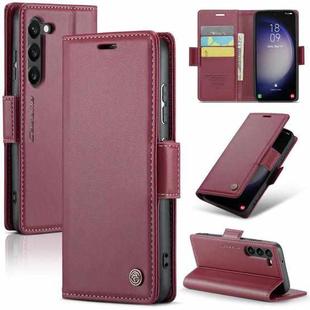 For Samsung Galaxy S23 5G CaseMe 023 Butterfly Buckle Litchi Texture RFID Anti-theft Leather Phone Case(Wine Red)