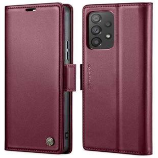 For Samsung Galaxy A53 CaseMe 023 Butterfly Buckle Litchi Texture RFID Anti-theft Leather Phone Case(Wine Red)