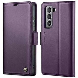 For Samsung Galaxy S21 FE 5G CaseMe 023 Butterfly Buckle Litchi Texture RFID Anti-theft Leather Phone Case(Pearly Purple)