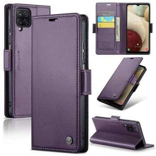 For Samsung Galaxy A12 5G CaseMe 023 Butterfly Buckle Litchi Texture RFID Anti-theft Leather Phone Case(Pearly Purple)