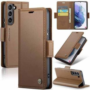 For Samsung Galaxy S21 5G CaseMe 023 Butterfly Buckle Litchi Texture RFID Anti-theft Leather Phone Case(Brown)