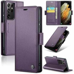 For Samsung Galaxy S21 Ultra 5G CaseMe 023 Butterfly Buckle Litchi Texture RFID Anti-theft Leather Phone Case(Pearly Purple)