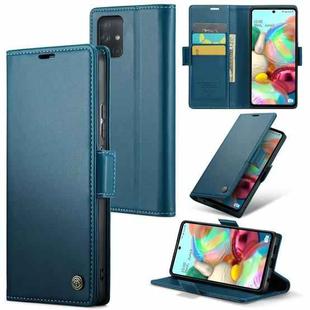 For Samsung Galaxy A71 4G CaseMe 023 Butterfly Buckle Litchi Texture RFID Anti-theft Leather Phone Case(Blue)
